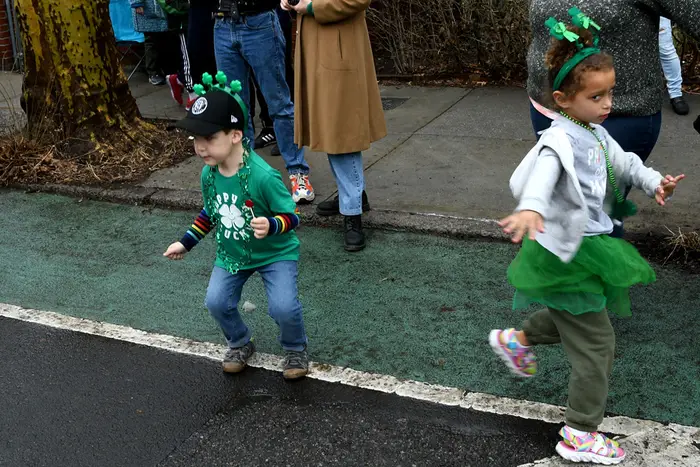 kids dance at a St. Pats parade